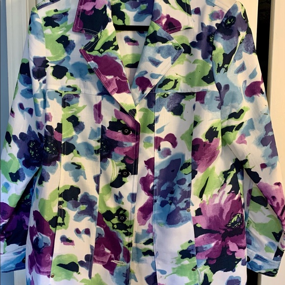 Blue Floral unlined blazer - Picture 1 of 6